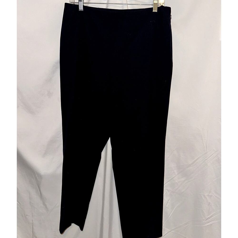Talbots Flat Front Dress Pants Womens 10 Petite Black Classic Slim Side Zip